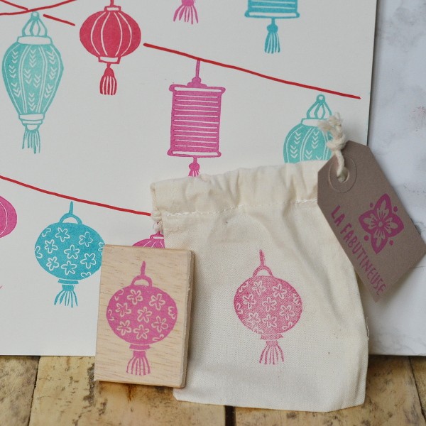 Tampon Lampion aux petites fleurs