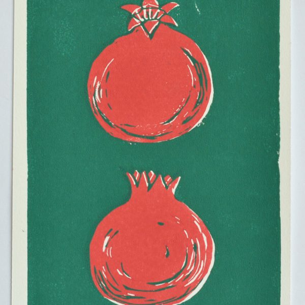 Linogravure originale : « Les trois grenades »