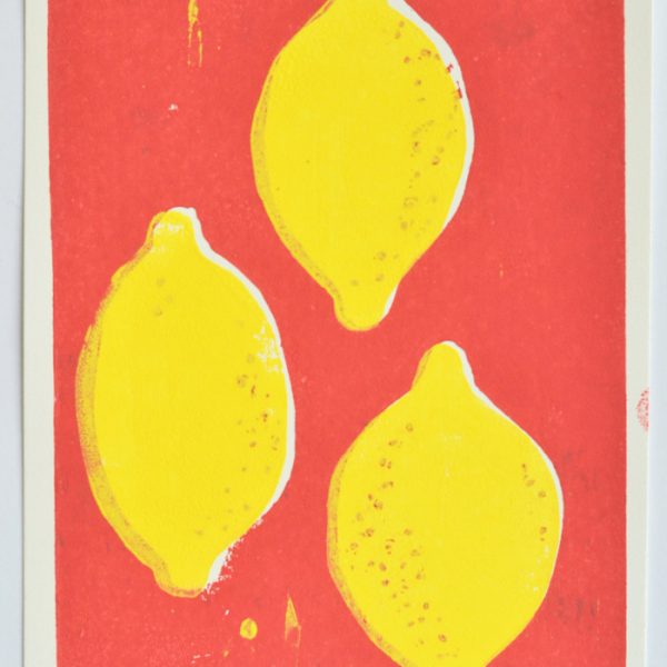 Linogravure originale « Les trois citrons »