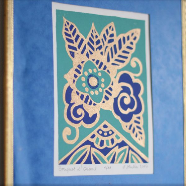 Linogravure « Bouquet d’Orient »
