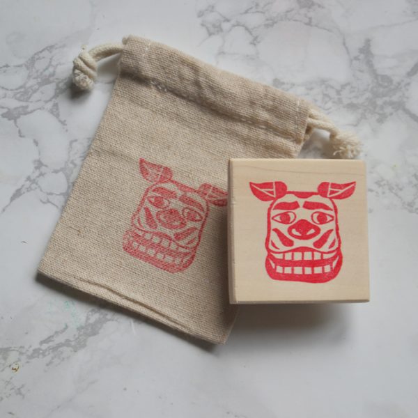 Tampon porte-bonheur japonais : la tête de lion