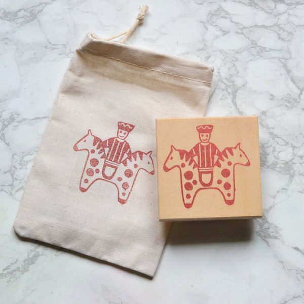 Tampon Dymkovo : le cavalier aux deux chevaux