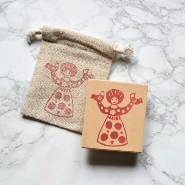 Tampon Dymkovo : Femme aux oiseaux