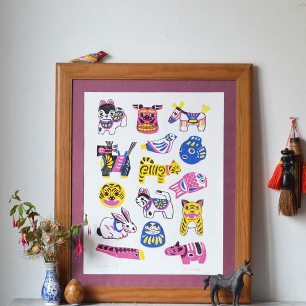 Linogravure figurines Hariko