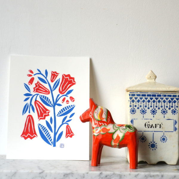 Linogravure « Campanule »