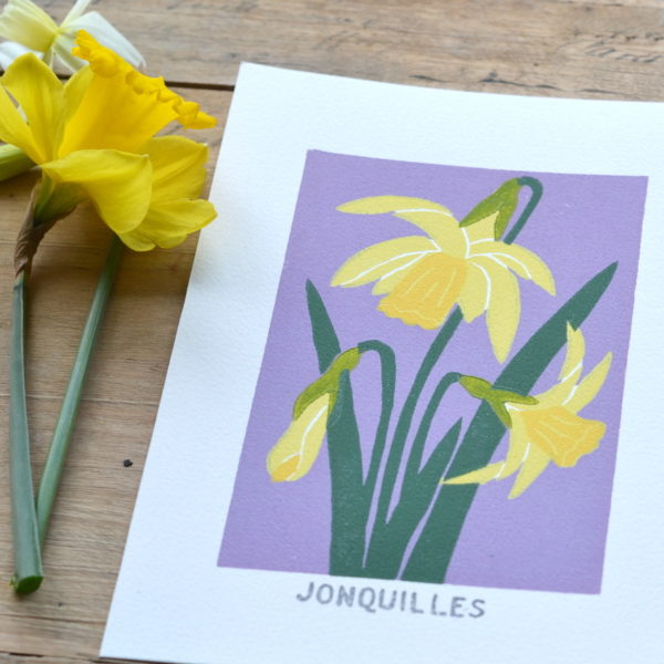 Linogravure Jonquilles