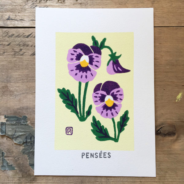 Linogravure Pensées