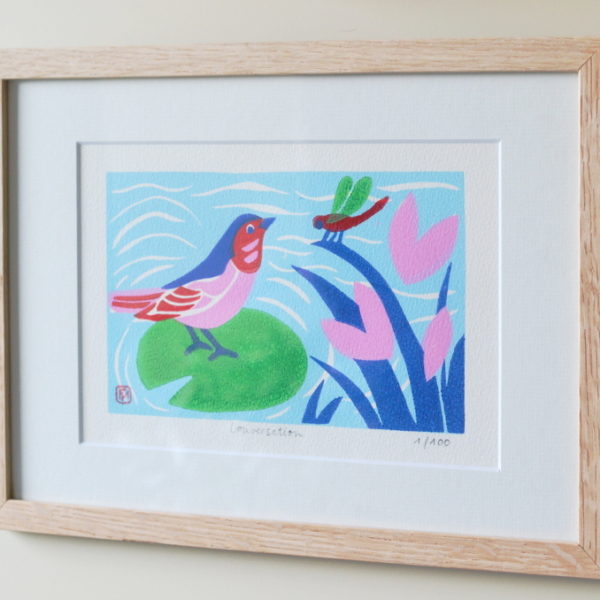 Linogravure « Conversation »