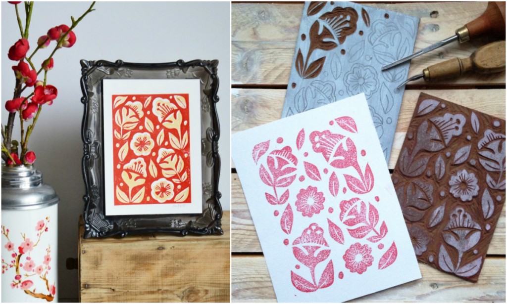 affiche linogravure motifs russes